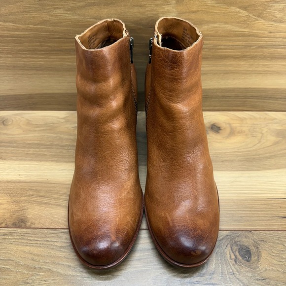 KORK EASE Wedge Chandra Booties Womens 8.5 M Cognac Leather Zip - Picture 5 of 11